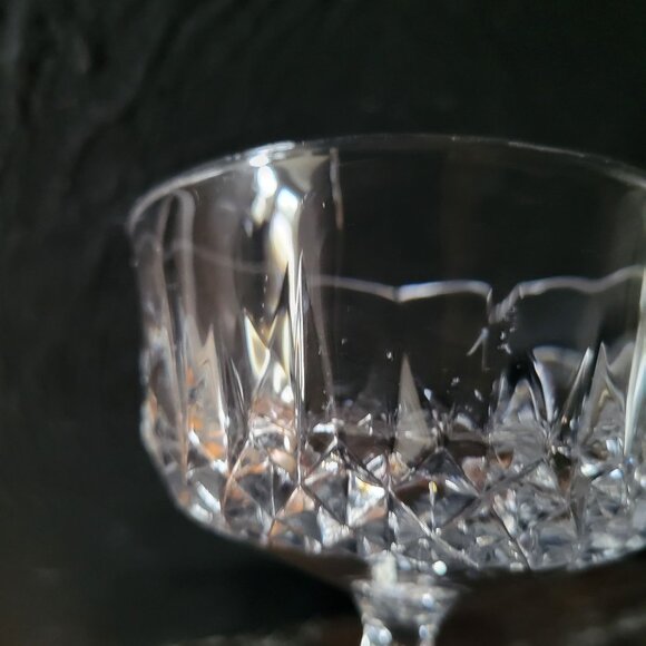 Vintage Anchor Hocking "Legacy" Champagne Coupe Glass w/  Diamond Cut Stemware - Picture 4 of 5